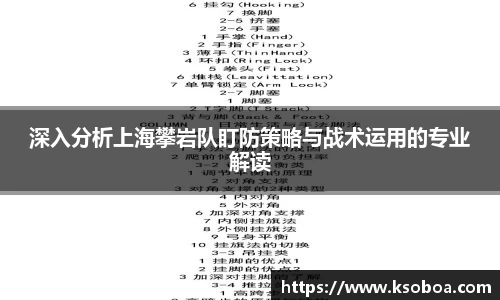 深入分析上海攀岩队盯防策略与战术运用的专业解读